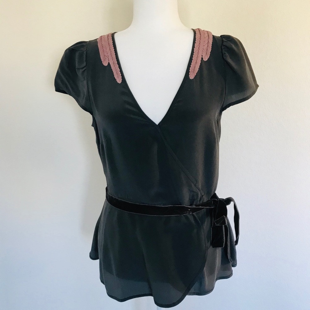 Anthropologie Floreat Avian Silk Blouse Size 6